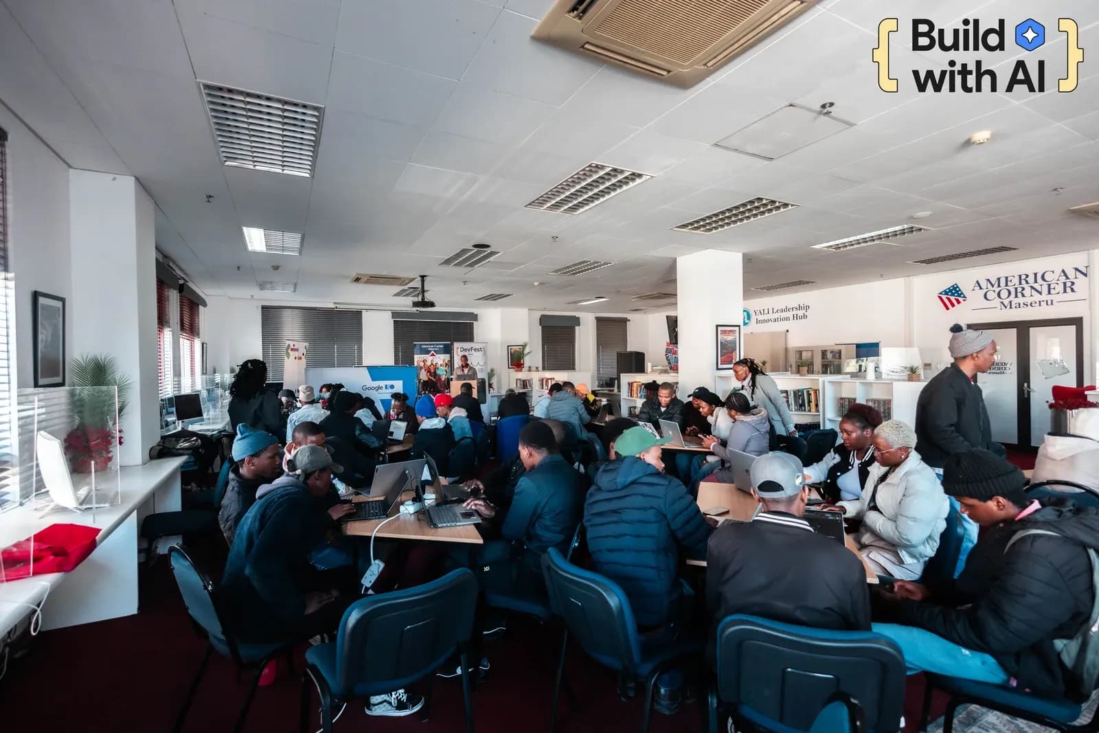 A full Build with AI workshop room in Maseru